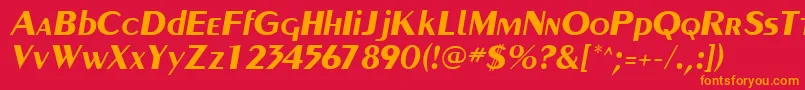 フォントPaqueteSsiBoldItalic – 赤い背景にオレンジの文字