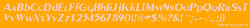 Шрифт PaqueteSsiBoldItalic – розовые шрифты на оранжевом фоне