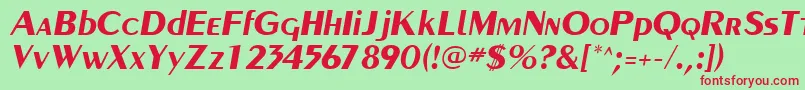 PaqueteSsiBoldItalic-fontti – punaiset fontit vihreällä taustalla