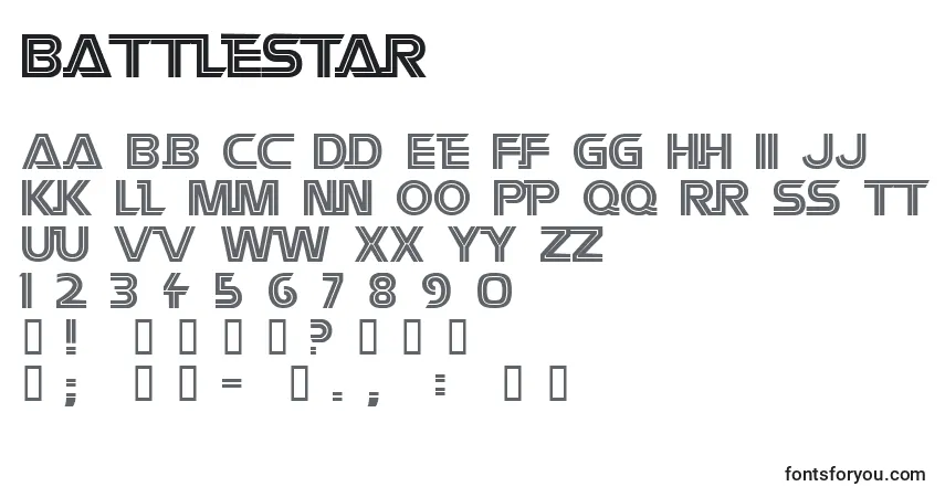 Schriftart Battlestar – Alphabet, Zahlen, spezielle Symbole