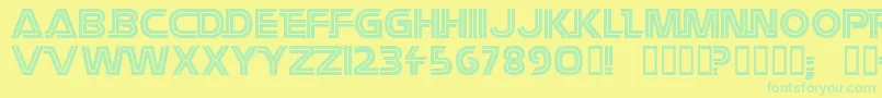 フォントBattlestar – 黄色い背景に緑の文字