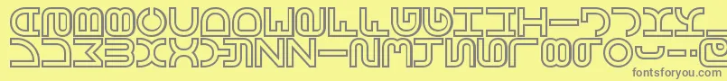 VertigoBrk-fontti – harmaat kirjasimet keltaisella taustalla