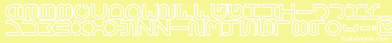VertigoBrk-fontti – valkoiset fontit keltaisella taustalla