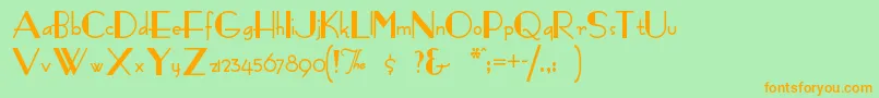 Fashionv-Schriftart – Orangefarbene Schriften auf grünem Hintergrund