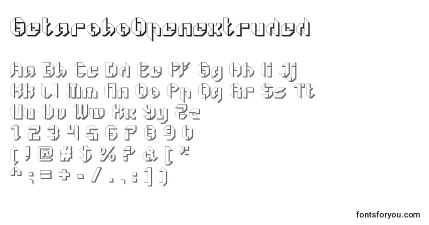 A fonte GetaroboOpenextruded – alfabeto, números, caracteres especiais