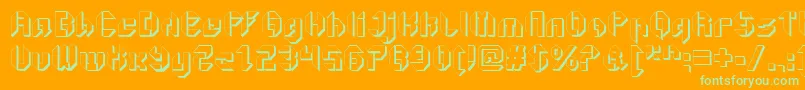 GetaroboOpenextruded-Schriftart – Grüne Schriften auf orangefarbenem Hintergrund