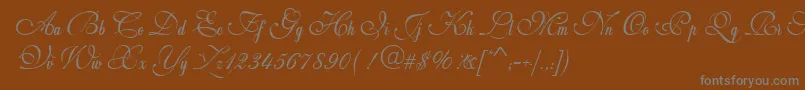 Weddingscript-fontti – harmaat kirjasimet ruskealla taustalla