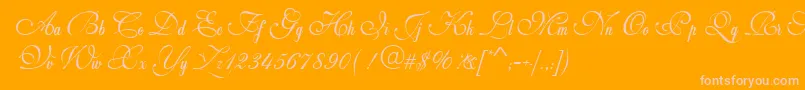 Weddingscript-Schriftart – Rosa Schriften auf orangefarbenem Hintergrund