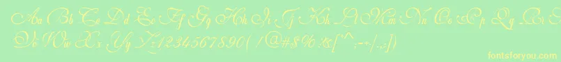 Weddingscript Font – Yellow Fonts on Green Background
