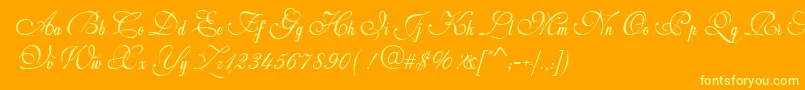 Weddingscript Font – Yellow Fonts on Orange Background