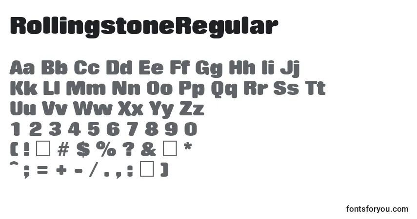 A fonte RollingstoneRegular – alfabeto, números, caracteres especiais