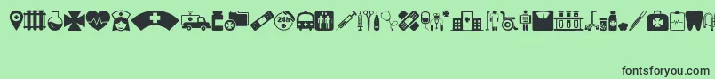 HospitalIcons Font – Black Fonts on Green Background