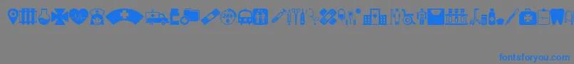 HospitalIcons-Schriftart – Blaue Schriften auf grauem Hintergrund