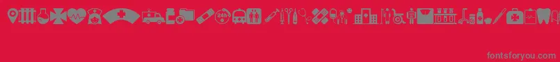 フォントHospitalIcons – 赤い背景に灰色の文字