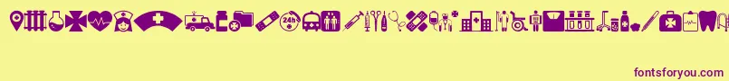 HospitalIcons Font – Purple Fonts on Yellow Background