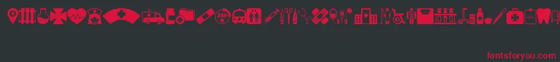 HospitalIcons Font – Red Fonts on Black Background