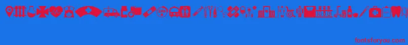 HospitalIcons Font – Red Fonts on Blue Background