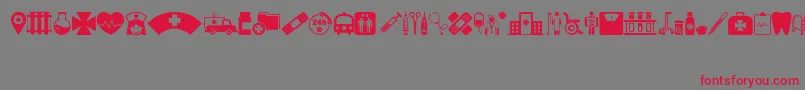 HospitalIcons Font – Red Fonts on Gray Background