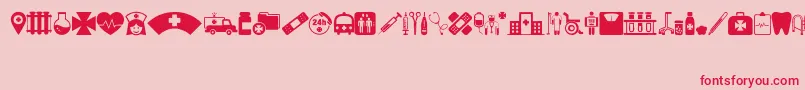 HospitalIcons Font – Red Fonts on Pink Background