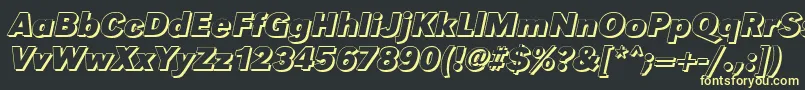 GroteskshBolditalic-Schriftart – Gelbe Schriften auf schwarzem Hintergrund