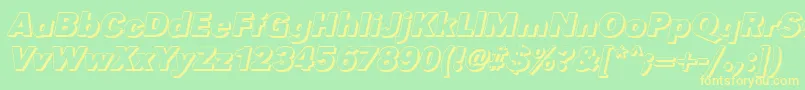 フォントGroteskshBolditalic – 黄色の文字が緑の背景にあります