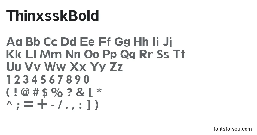 Czcionka ThinxsskBold – alfabet, cyfry, specjalne znaki