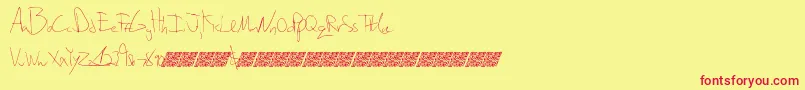 Ripedusk-Schriftart – Rote Schriften auf gelbem Hintergrund