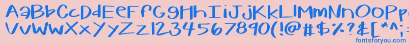 Kbwarmherup-Schriftart – Blaue Schriften auf rosa Hintergrund