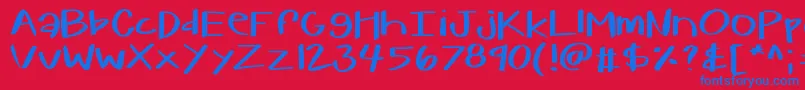 Fonte Kbwarmherup – fontes azuis em um fundo vermelho
