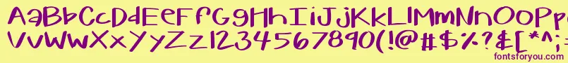 Kbwarmherup Font – Purple Fonts on Yellow Background