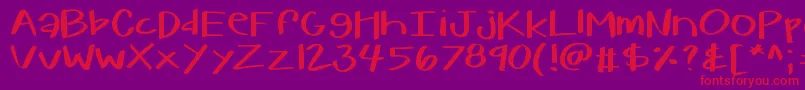 Kbwarmherup-Schriftart – Rote Schriften auf violettem Hintergrund