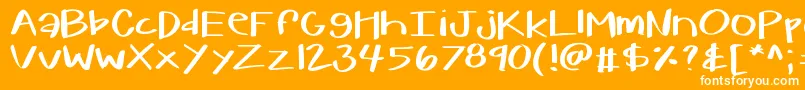 Kbwarmherup-Schriftart – Weiße Schriften auf orangefarbenem Hintergrund