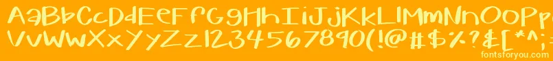 Kbwarmherup Font – Yellow Fonts on Orange Background