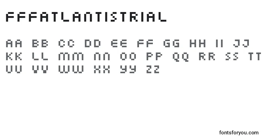 Шрифт FffAtlantisTrial – алфавит, цифры, специальные символы