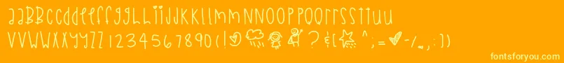 Więcej informacji o czcionce Chasingtime Czcionka Chasingtime – żółte czcionki na pomarańczowym tle