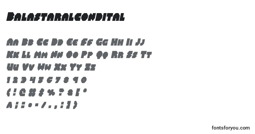 Czcionka Balastaralcondital – alfabet, cyfry, specjalne znaki