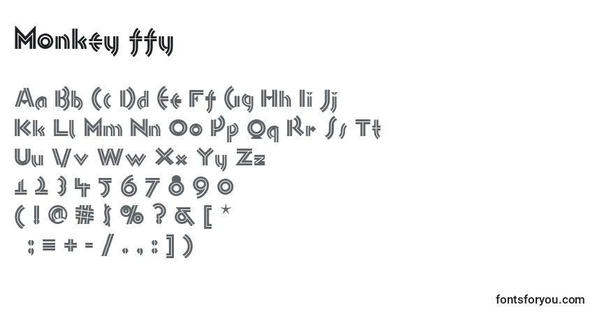 Schriftart Monkey ffy – Alphabet, Zahlen, spezielle Symbole
