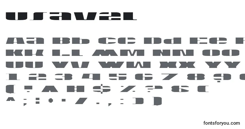 A fonte Usav2l – alfabeto, números, caracteres especiais