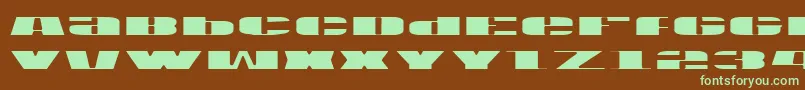 フォントUsav2l – 緑色の文字が茶色の背景にあります。