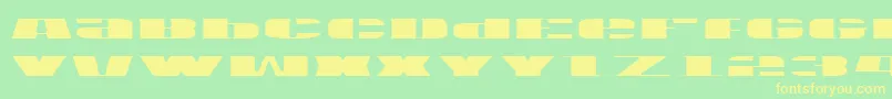 フォントUsav2l – 黄色の文字が緑の背景にあります
