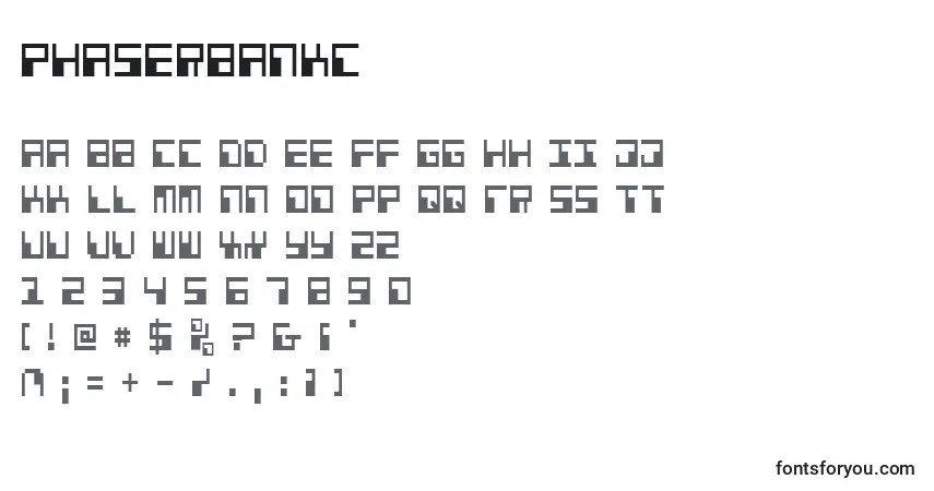 A fonte Phaserbankc – alfabeto, números, caracteres especiais
