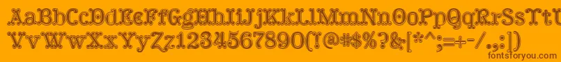 Hallodolly-Schriftart – Braune Schriften auf orangefarbenem Hintergrund