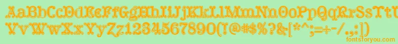 Hallodolly-Schriftart – Orangefarbene Schriften auf grünem Hintergrund