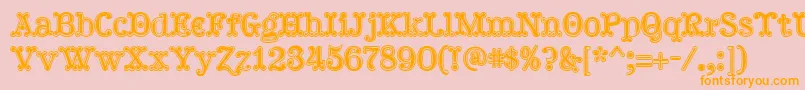 Hallodolly-Schriftart – Orangefarbene Schriften auf rosa Hintergrund