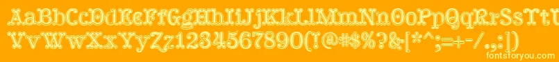 Lisätietoja Hallodolly-fontista Hallodolly-fontti – keltaiset fontit oranssilla taustalla