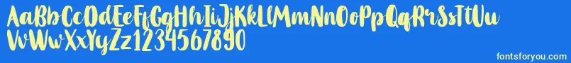 MahoniFreePersonalUse Font – Yellow Fonts on Blue Background