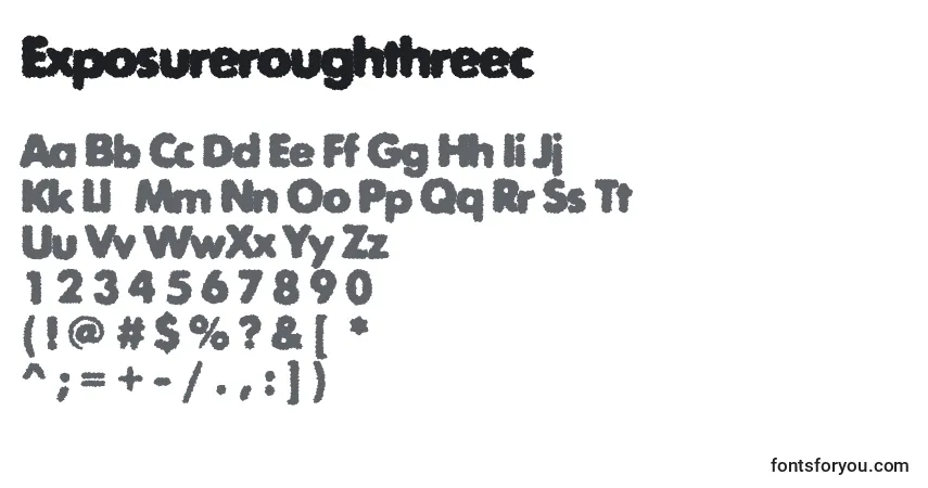 A fonte Exposureroughthreec – alfabeto, números, caracteres especiais