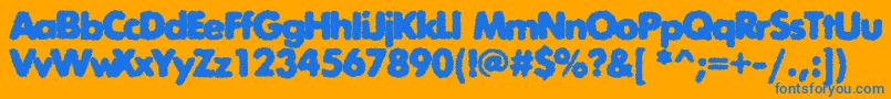 Exposureroughthreec-Schriftart – Blaue Schriften auf orangefarbenem Hintergrund