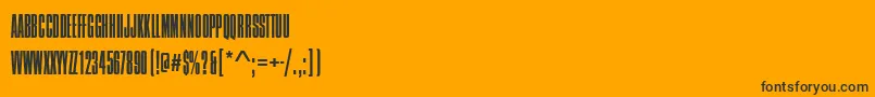 Saiba mais sobre a fonte CompressedNarrowLightRegular Fonte CompressedNarrowLightRegular – fontes pretas em um fundo laranja