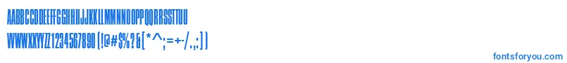 CompressedNarrowLightRegular-Schriftart – Blaue Schriften auf weißem Hintergrund